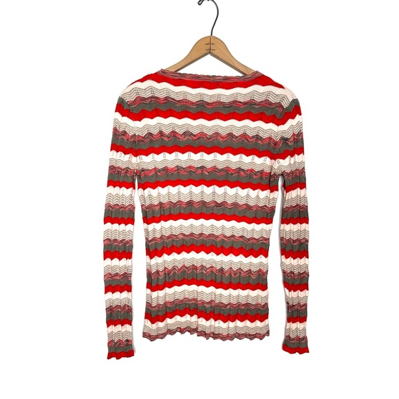 Cotton By Autumn Cashmere | Chevron Stripe V-neck Cardigan Sweater - Picture 4 of 5